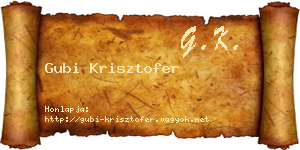 Gubi Krisztofer névjegykártya